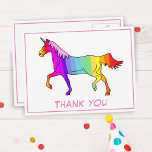 Cartão Postal Bonito Unicórnio Colorido Obrigado<br><div class="desc">Cartão postal de aniversário de unicórnio. Cartões de agradecimentos para crianças. unicórnio colorido arco-íris. É perfeito para crianças,  especialmente para meninas,  que amam unicórnios e cavalos. Excelente por agradecer a seus amigos e família pelos presentes de aniversário e por estarem na sua festa ou em qualquer outra ocasião.</div>