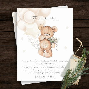 Cartão Postal Bonito Urso de Marfim Bonito Chá de fraldas de Bal