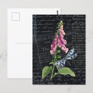 Cartão Postal Bonito Vintage Flower & Butterfly Botânica