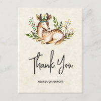 Bonito Watercolor Deer Ling Down Boho Obrigado