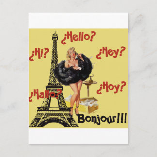 Cartão Postal Bonjour - Girls Pin Up