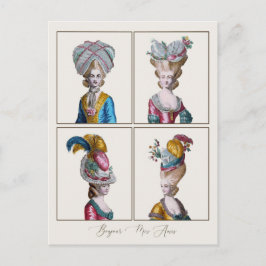 Cartão Postal Bonjour Hello Amiga Marie Antoinette Fashion