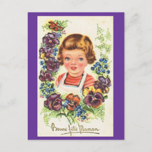 Cartão Postal Bonne Fete Maman, Dia de as mães francês Vintage