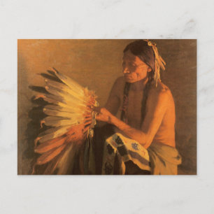 Cartão Postal Bonnet da Guerra Antiga por Joseph Henry Sharp