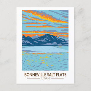 Cartão Postal Bonneville Salt Apartamentos Utah Viagem Art Vinta