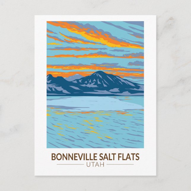 Cartão Postal Bonneville Salt Apartamentos Utah Viagem Art Vinta (Frente)
