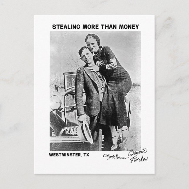 Cartão Postal Bonnie & Clyde em Westminster (Texas) (Frente)