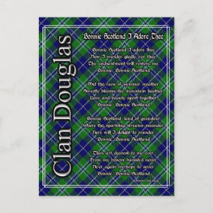 Cartão Postal Bonnie Scotland I Adore The Clan Douglas Tartan