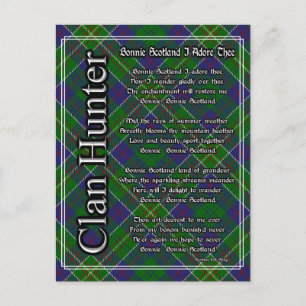 Cartão Postal Bonnie Scotland I Adore The Clan Hunter Tartan
