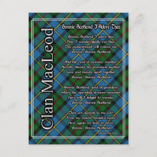 Cartão Postal Bonnie Scotland I Adore The Clan MacLeod Tartan