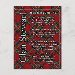 Cartão Postal Bonnie Scotland I Adore The Clan Stewart Tartan