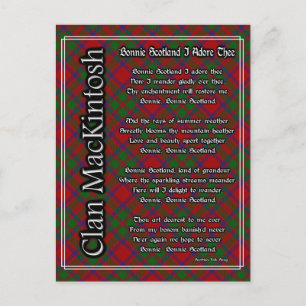 Cartão Postal Bonnie Scotland I Adore The MacKintosh Tartan