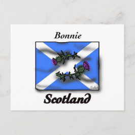 Cartão Postal Bonnie Scotland thistle flag