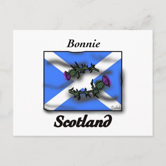 Cartão Postal Bonnie Scotland thistle flag (Frente)
