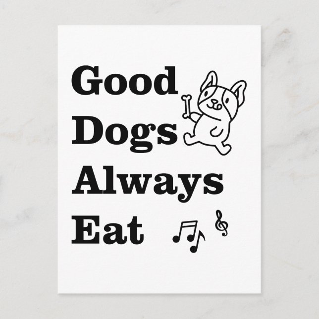 Cartão Postal Bons Cães Sempre Comem Teoria Musical GDAE (Frente)