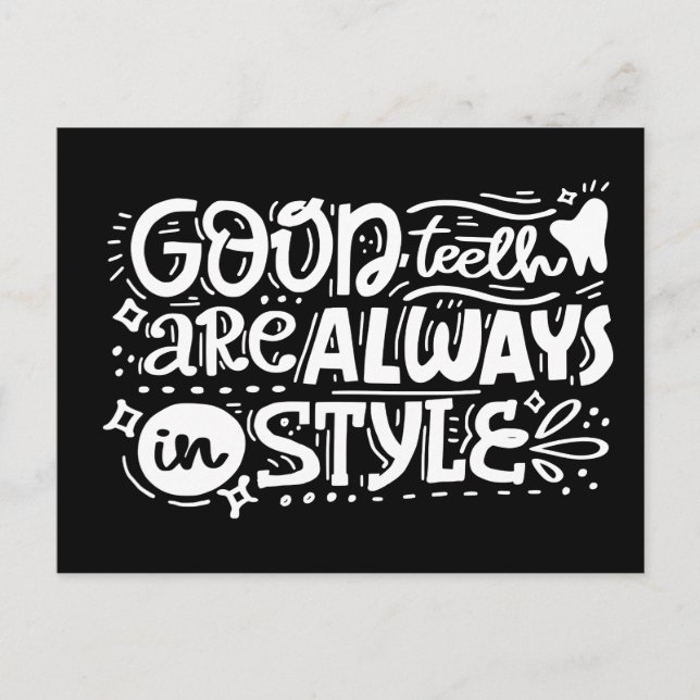 Cartão Postal Bons Dentes Sempre Estão Em Estilo (Frente)