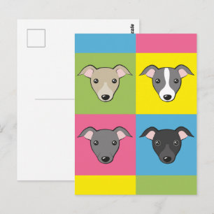 Cartão Postal Bons desenhos animados italianos galgos coloridos 