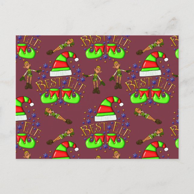 Cartão Postal Bons elfos de Natal (Frente)