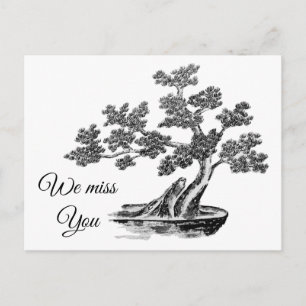 Cartão Postal Bonsai - Estilo chinês - preto e branco