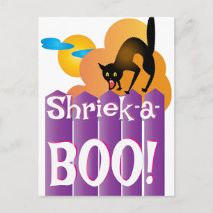Cartão Postal BOO! Gato Assustador do Halloween