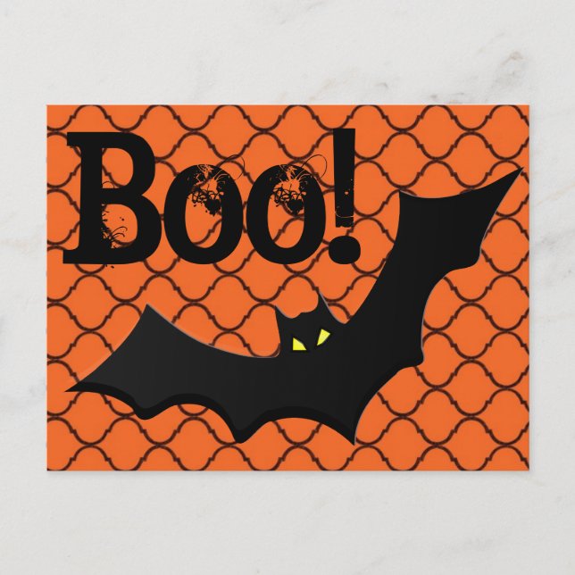 Cartão Postal Boo! Halloween de Bat & Chain Link (Frente)