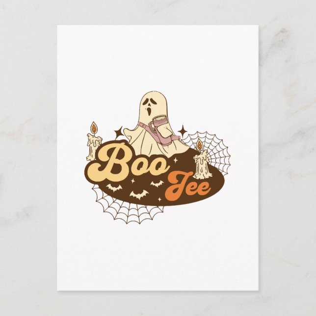 Cartão Postal Boo-Jee Ghost Halloween engraçado (Frente)