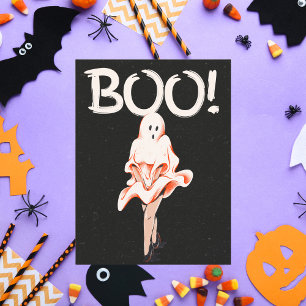 Cartão Postal Boo! Vintage Ghost Costume Halloween