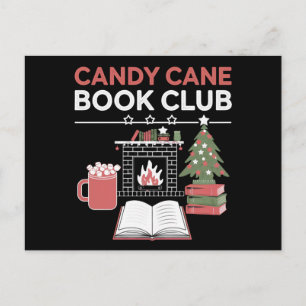 Cartão Postal Bookish Christmas Candy Cane Book Club Bookish