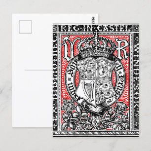 Cartão Postal Bookplate Queen Victoria no Castelo de Windsor