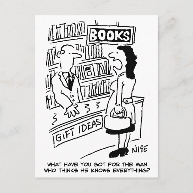 Cartão Postal Bookshop Customer asks Shopkeeper a Question (Frente)