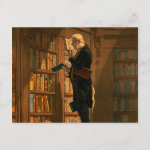 Cartão Postal Bookworm, 1861 por Carl Spitzweg
