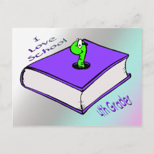 Cartão Postal Bookworm 4º Grader - Adoro Escola