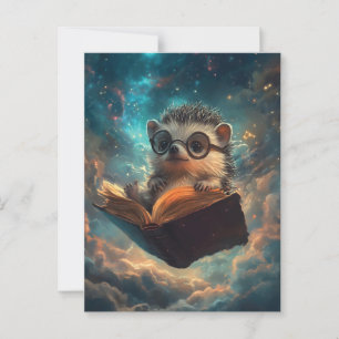 Cartão Postal Bookworm de porco-gato-de-galáxia