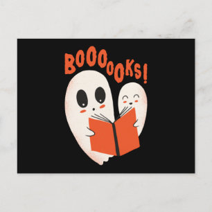 Cartão Postal Bookworm Engraçado Fantasma do Halloween Livros de