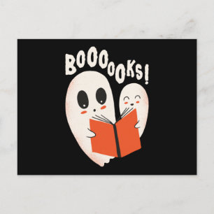 Cartão Postal Bookworm Engraçado Fantasma do Halloween Livros de
