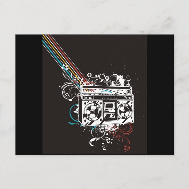 Cartão Postal Boombox Boom Box Ghetto Blaster Jambox (Frente)