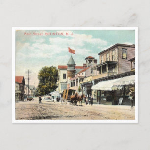 Cartão Postal Boonton NJ, Nova Jersey, Rua Principal, Vintage
