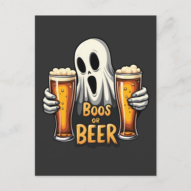 Cartão Postal Boos Ou Beer Engraçado Oktoberfest Halloween Ghost (Frente)