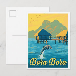 Cartão Postal Bora-Bora Polinésia Francesa Viagens Antigas