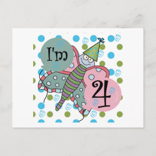 Cartão Postal Borboleta 4º Aniversário Camisetas e presentes