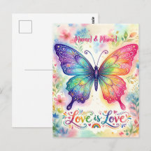 Borboleta Arco-íris em Aquarela "Amor é Amor"