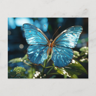 Cartão Postal Borboleta Azul Transparente bonito
