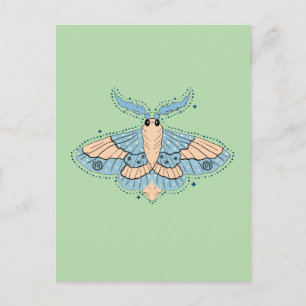 Cartão Postal Borboleta Celestial Caprichosa — Azul Suave e Pêss