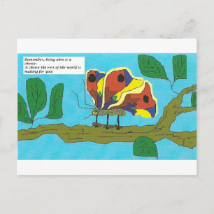 Cartão Postal Borboleta com comentários humildes sobre relações.