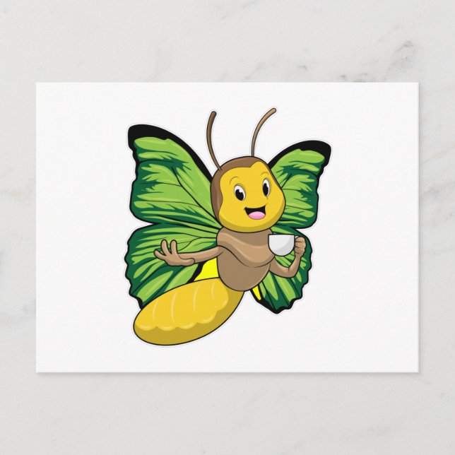 Cartão Postal Borboleta com xícara de café (Frente)