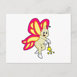 Cartão Postal Borboleta como Feiticeiro com varinha mágica
