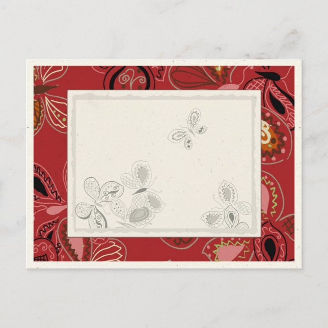 Cartão Postal Borboleta dançante em vermelho (Frente)