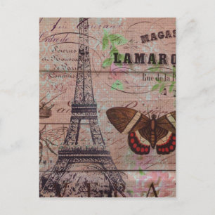 Cartão Postal borboleta de abelha francesa da coroa Paris Torre