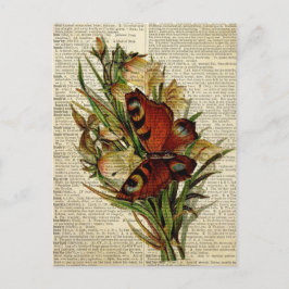 Cartão Postal Borboleta de arte floral na página do dicionário d