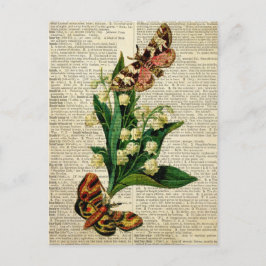 Cartão Postal Borboleta de arte floral na página do dicionário d